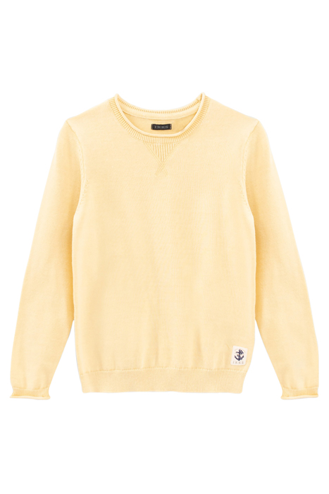 BOYS’ YELLOW KNIT SWEATER WITH JACQUARD SLOGAN ON BACK 1