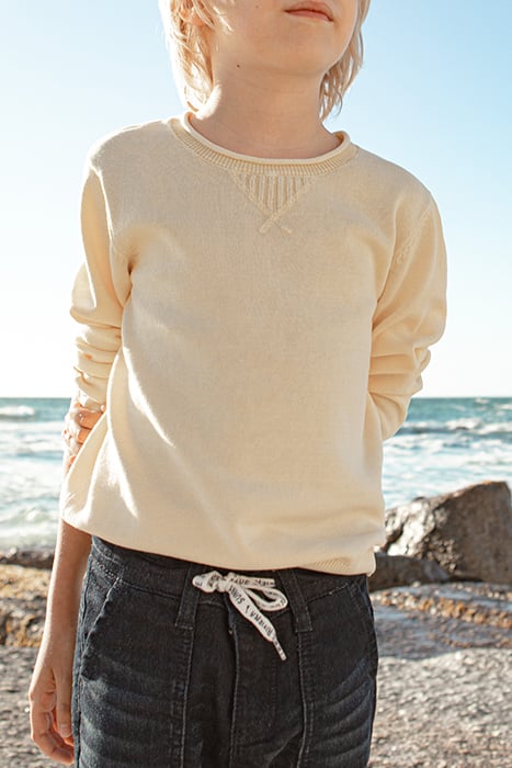 BOYS’ YELLOW KNIT SWEATER WITH JACQUARD SLOGAN ON BACK 3