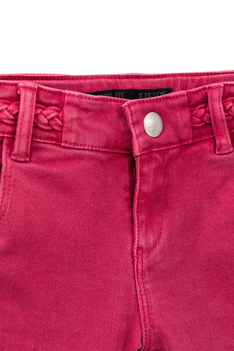GIRLS’ FUCHSIA SKINNY JEANS WITH WOVEN BELT 4