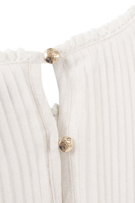 GIRLS’ WHITE GLITTERY PLEATED DRESS WITH GOLD WAISTBAND 5