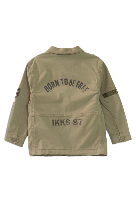 BOYS’ KHAKI TEXTURED MIXED FABRIC SAFARI JACKET 2