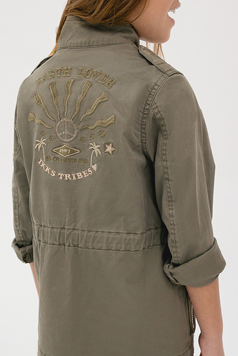 GIRLS' KHAKI SAFARI JACKET WITH XL EMBROIDERED BACK 2