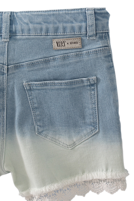 GIRLS’ LACE-EDGED DEEP-DYE LOOK ORGANIC DENIM SHORTS 6