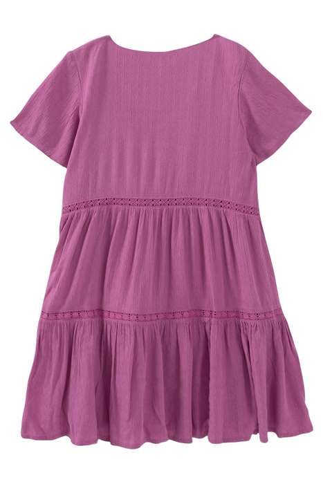 GIRLS’ VIOLET WAFFLE DRESS WITH LACE BRAID 2