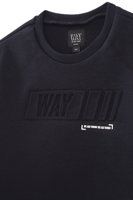 NAVY SWEATSHIRT WITH EMBOSSED SLOGAN 3