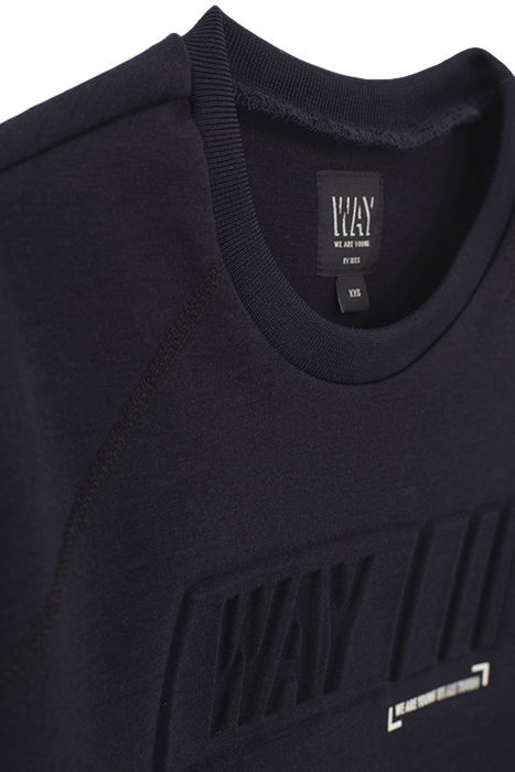 NAVY SWEATSHIRT WITH EMBOSSED SLOGAN 4