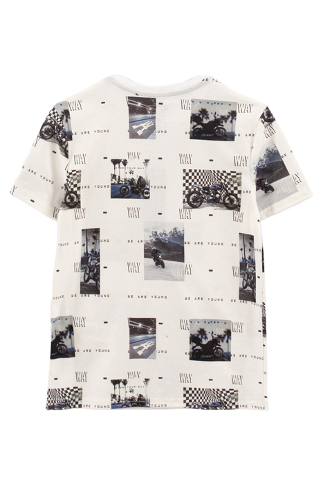 BOYS’ WHITE ORGANIC COTTON T-SHIRT WITH MOTORBIKE PHOTOS 2
