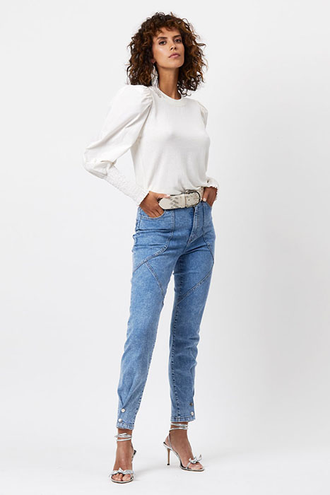 D6CINQUE LEATHER RIVET BELT CHALK 2