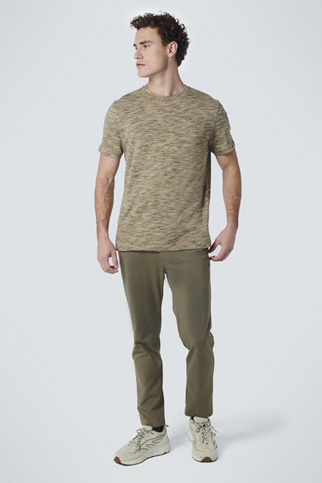 T-SHIRT CREWNECK MULTI COLOURED YARN DYED MELANGE SMOKE GREE 3