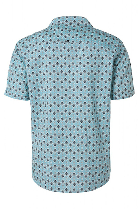 SHIRT SHORT SLEEVE RESORT COLLAR ALLOVER PRINTED LIGHT AQUA 5