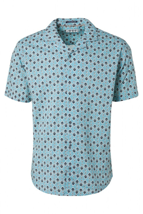 SHIRT SHORT SLEEVE RESORT COLLAR ALLOVER PRINTED LIGHT AQUA 4
