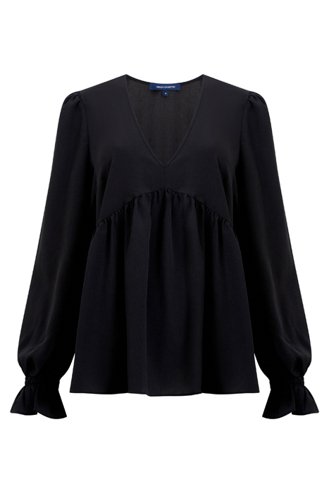CREPE LIGHT V NECK TOP BLACK 3