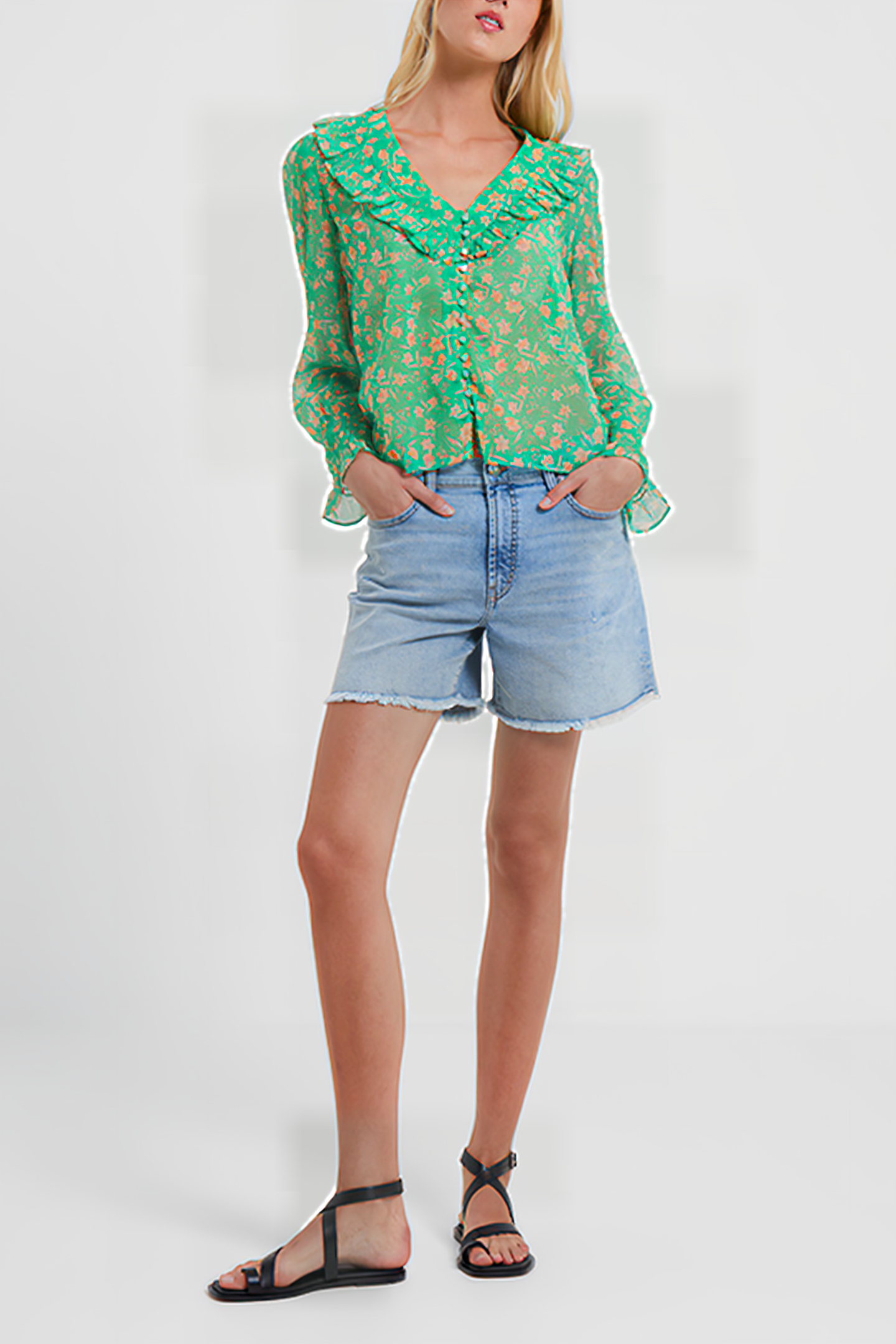 CAMILLE RECYCLED HALLIE CRINKLE TOP POISE GREEN 2