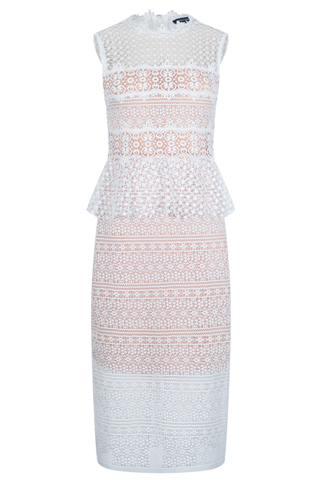 RAMONA LACE JERSEY BODYCON DRESS LINEN WHITE 3