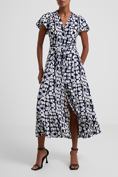 ISLANNA CREPE PRINTED MIDI DRESS MARINE/WHITE 1