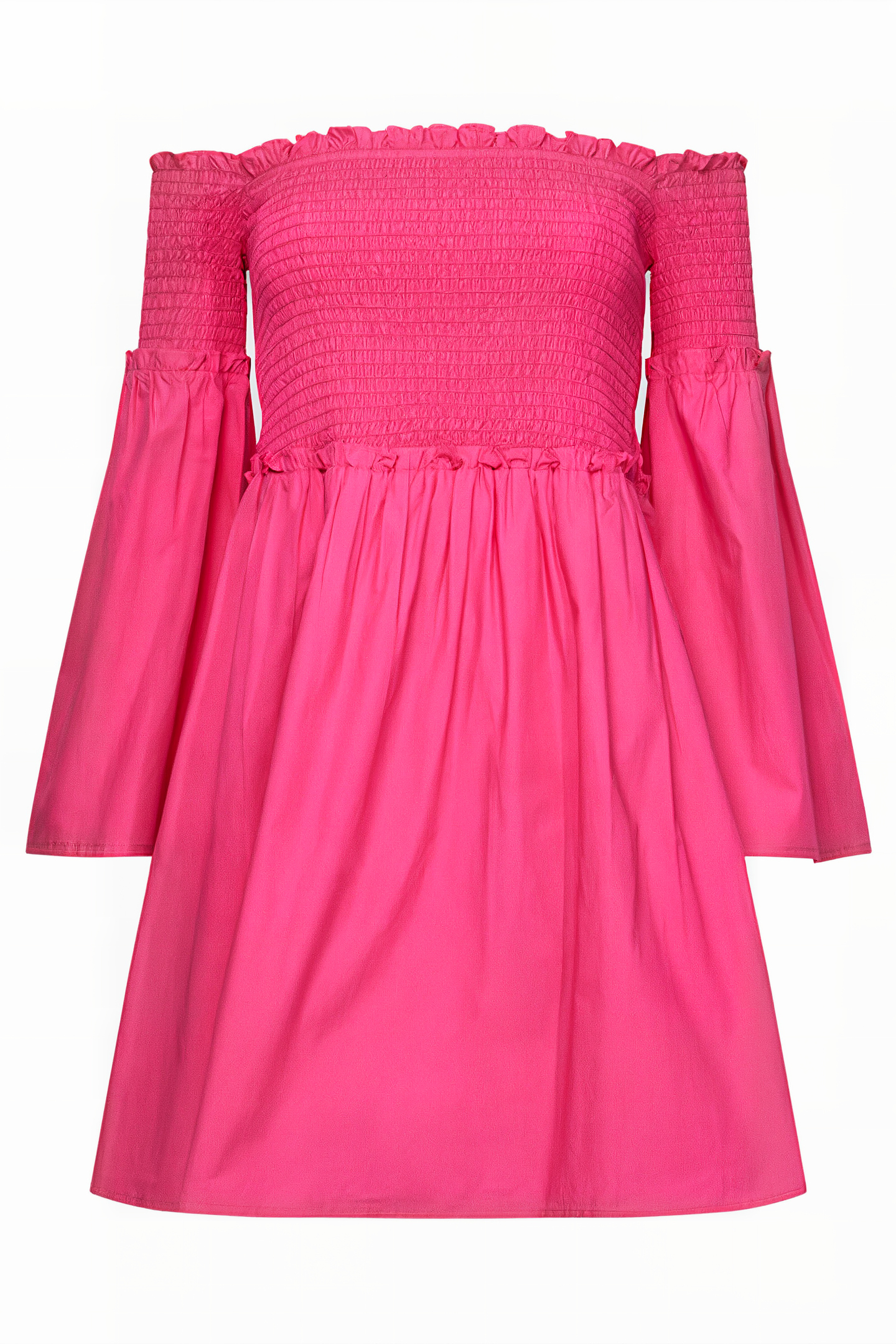 RHODES CONSCIOUS POPLIN BARDOT MINI DRESS WILD ROSA 4