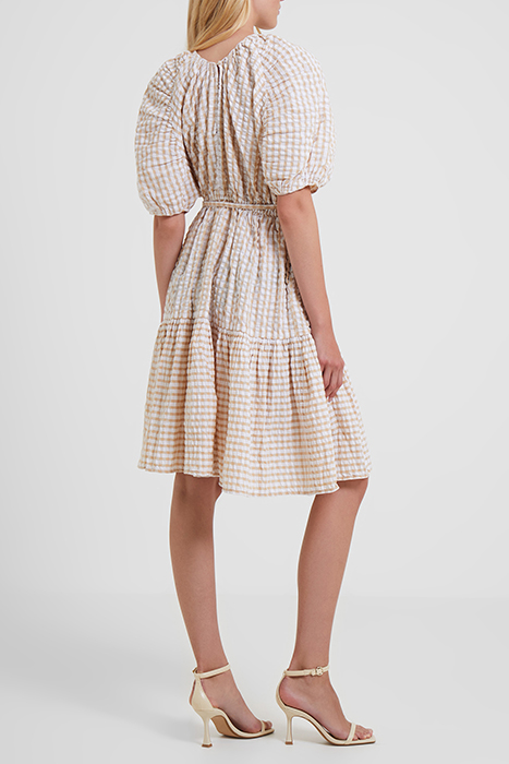 FILIPPA POPLIN GINGHAM PUFF SLEEVE DRESS INCENSE 2