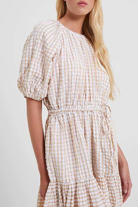 FILIPPA POPLIN GINGHAM PUFF SLEEVE DRESS INCENSE 4