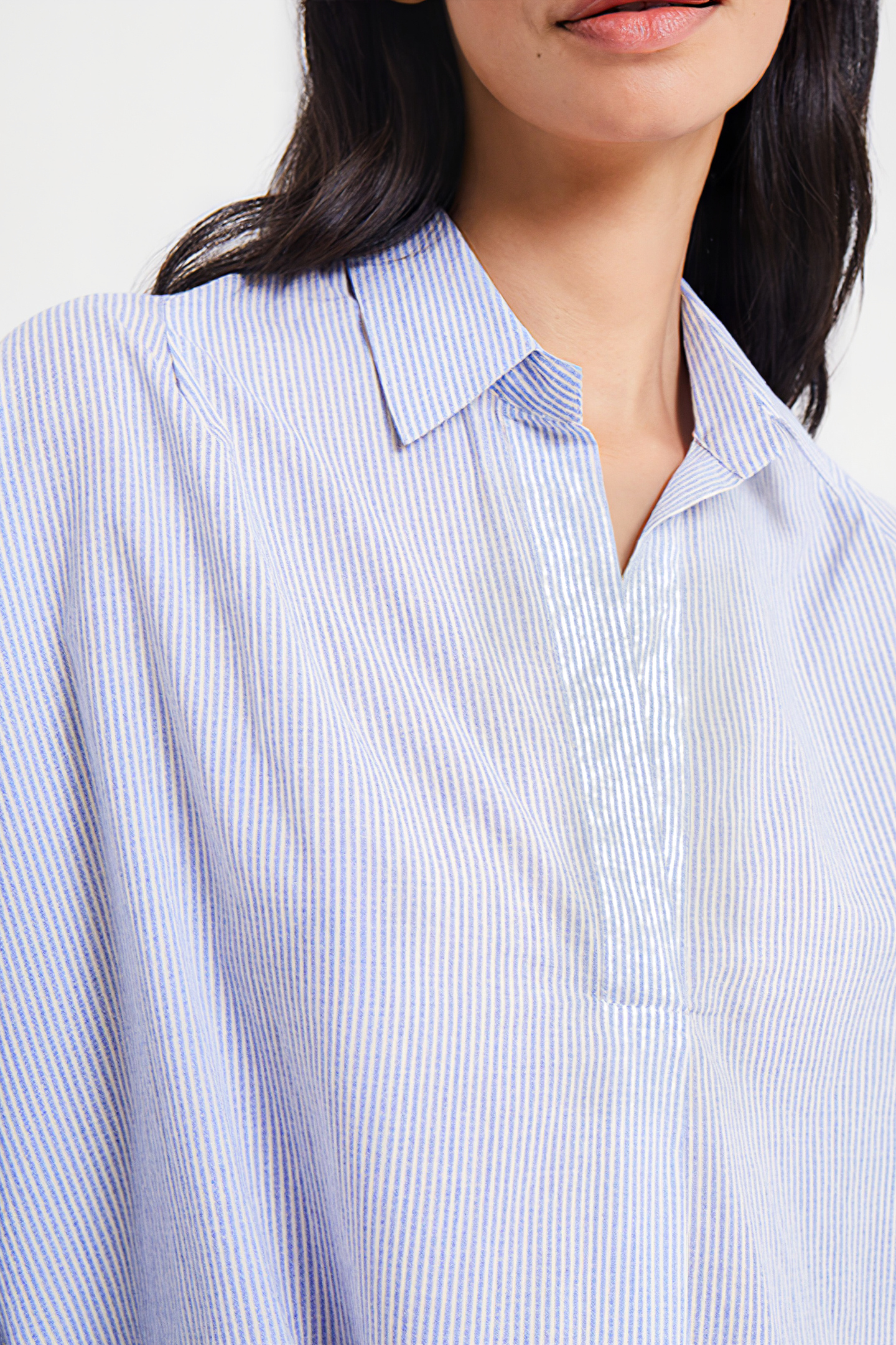RHODES POPLIN STRIPE POPOVER SHIRT BLUE/WHITE 3