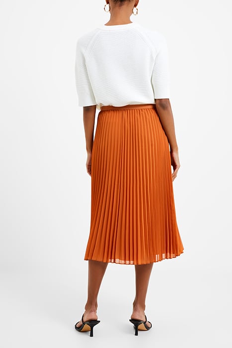 PLEATED SOLID MIDI SKIRT HONEY BRONZE 3