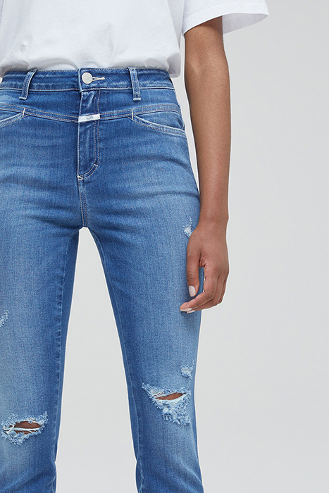 WOMEN PEDAL PUSHER JEANS MID BLUE 5