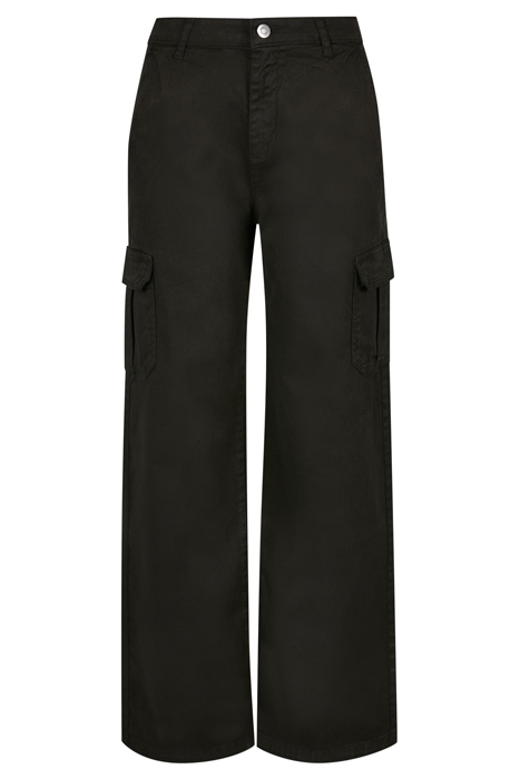 LADIES HIGH WAIST STRAIGHT CARGO PANTS BLACK 4