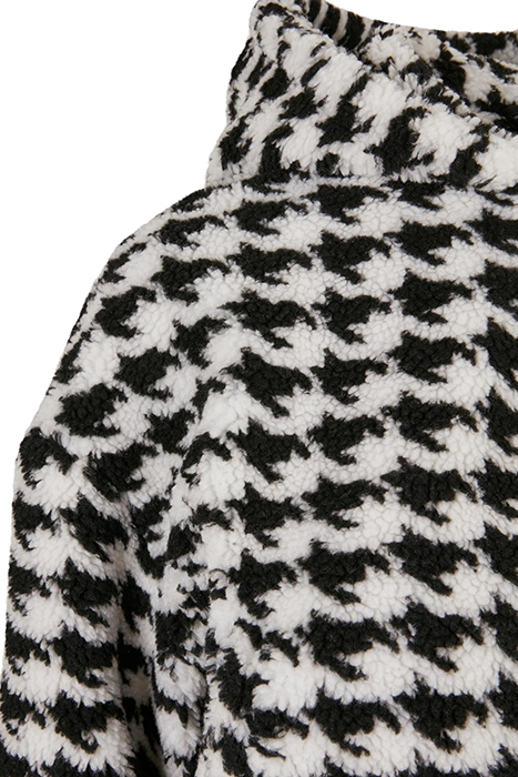 LADIES SHORT OVERSIZED AOP SHERPA JACKET BLACKHOUNDSTOOTH 9