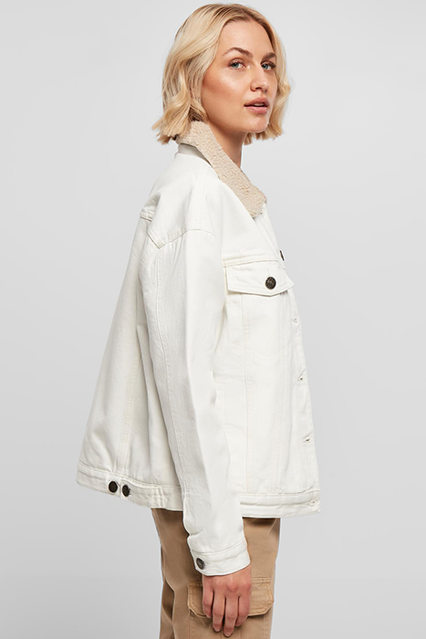 LADIES OVERSIZED SHERPA DENIM JACKET OFFWHITE RAW 7