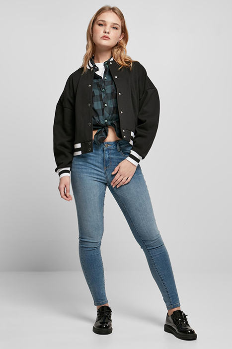 LADIES OVERSIZED COLLEGE SWEAT JACKET BLACK 3