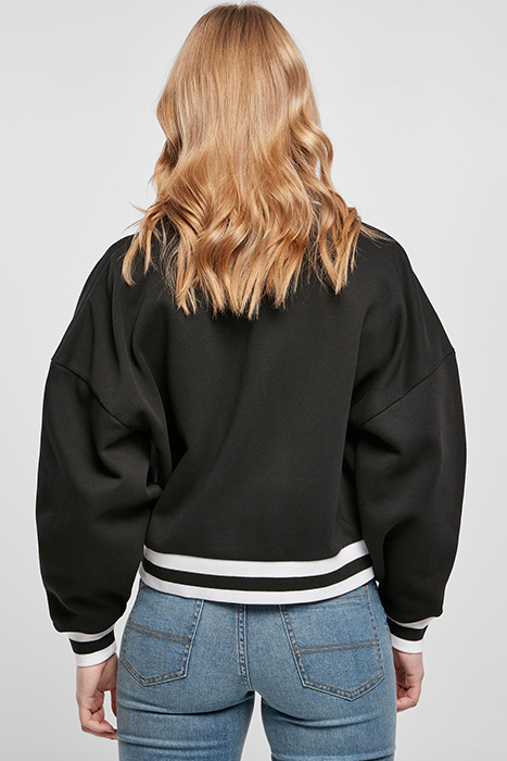 LADIES OVERSIZED COLLEGE SWEAT JACKET BLACK 2
