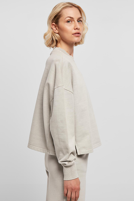 LADIES HEAVY TERRY GARMENT DYE CREWNECK WARMGREY 7