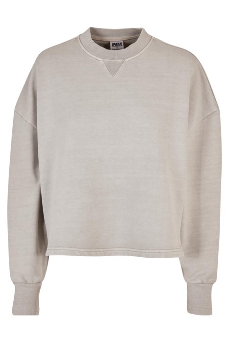 LADIES HEAVY TERRY GARMENT DYE CREWNECK WARMGREY 4