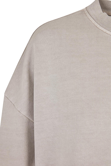 LADIES HEAVY TERRY GARMENT DYE CREWNECK WARMGREY 9