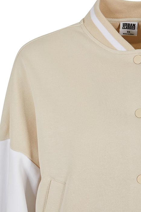 LADIES OVERSIZED 2 TONE COLLEGE TERRY JACKET SOFTSEAGRASS/WH 9