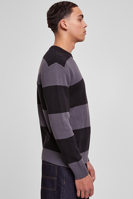 HEAVY OVERSIZED STRIPED SWEATSHIRT BLACK/DARKSHADOW 7