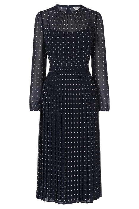 AVERY MIDI DRESS NAVY POLKA 3