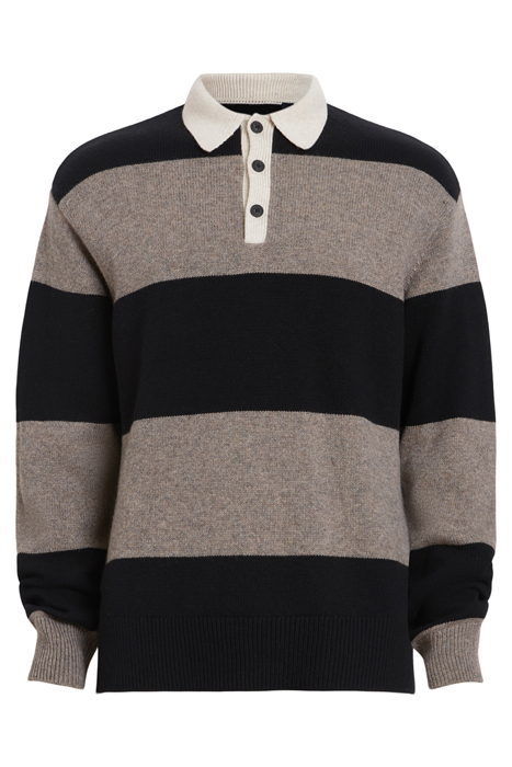 AllSaints Jax Ls Polo Blk/fawn Brown Ml Maat: XXL | Sweaters Outlet | Heren | Zwart