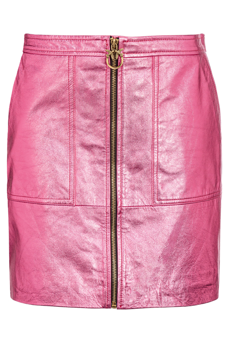 GERARDINA GONNA PELLE LAMINATA METALLIC PINK 4