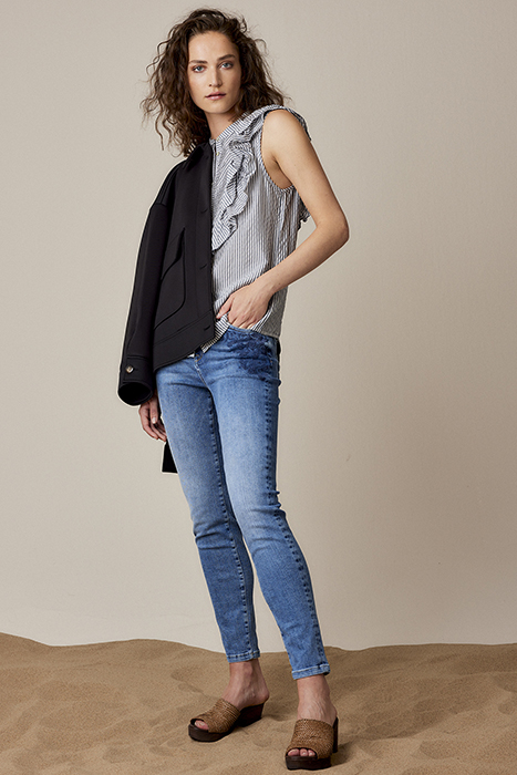 BLOUSE SLEEVELESS STRIPE DARK STEEL 4