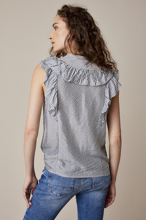BLOUSE SLEEVELESS STRIPE DARK STEEL 2