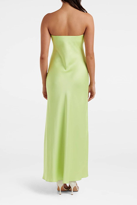 AVERY SATIN STRAPLESS DRESS BUTTERFLY LIME 2