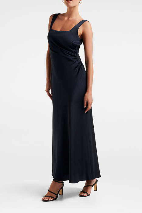 WINNIE SQUARE NECK RUCHED MIDI NAVY 4