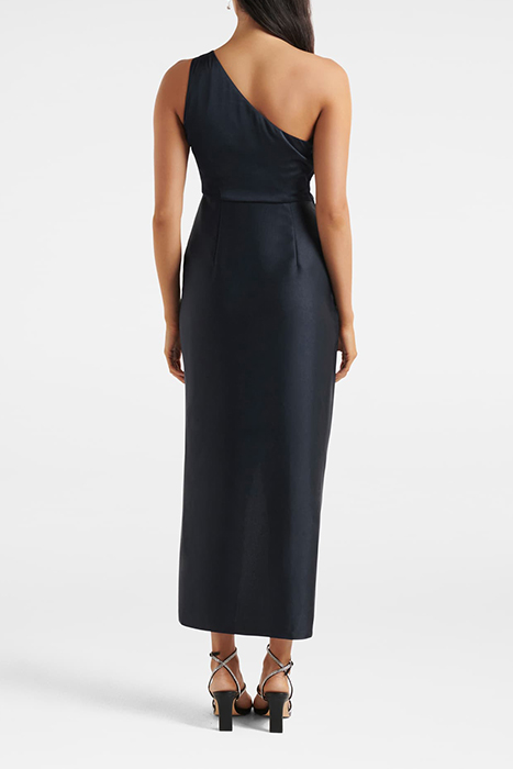 MELISSA ONE SHOULDER SATIN DRESS NAVY 2