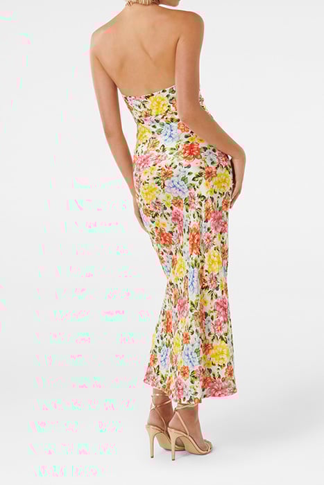 ESPERANCE SATIN HALTER MIDI BRIGHT HARDWICK FLORAL 2