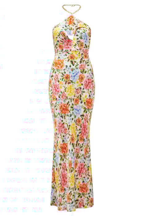 ESPERANCE SATIN HALTER MIDI BRIGHT HARDWICK FLORAL 3