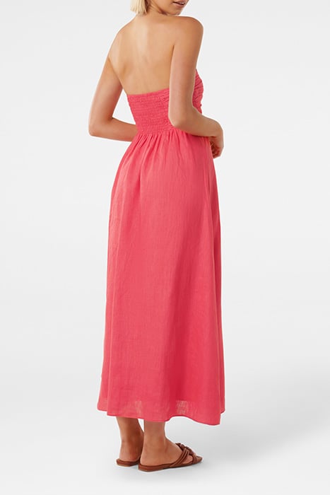 STRAPLESS RUCHED MIDI HOT RASPBERRY 2