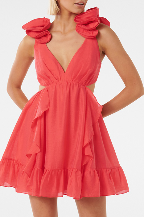 RUFFLE MINI DRESS COCKTAIL CHERRY 1