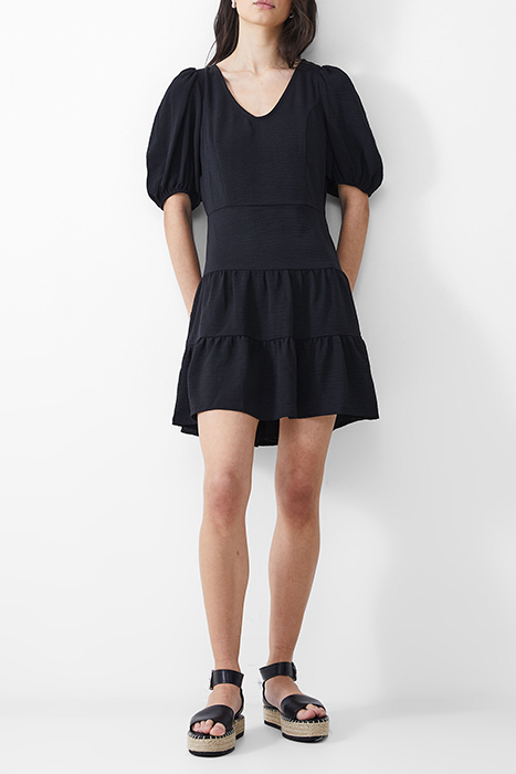 VEE TIERED CRINKLE DRESS KNEE BLACK 2