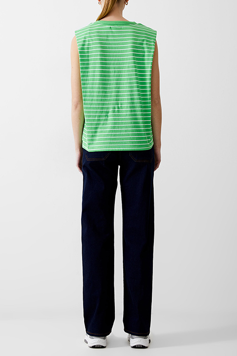 PADDED SHOULDER STRIPE TANK POISE GREEN/WHITE 3