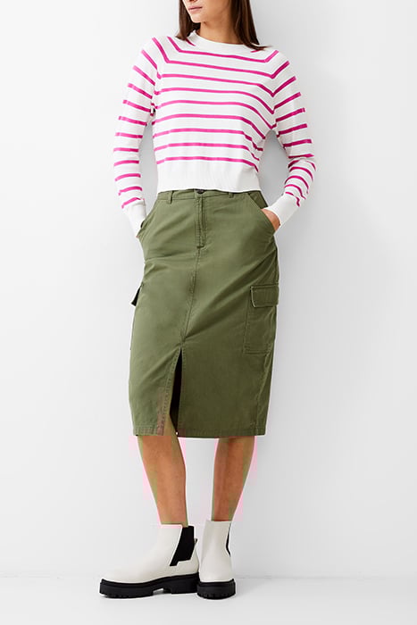 CORE RAGLAN STRIPE CREW IVORY/WILD ROSA 2